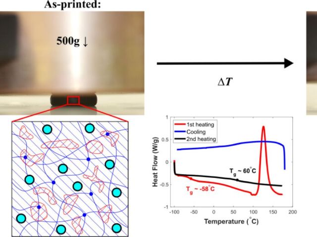 Photo of compressed sample and schematic of microstructural changes